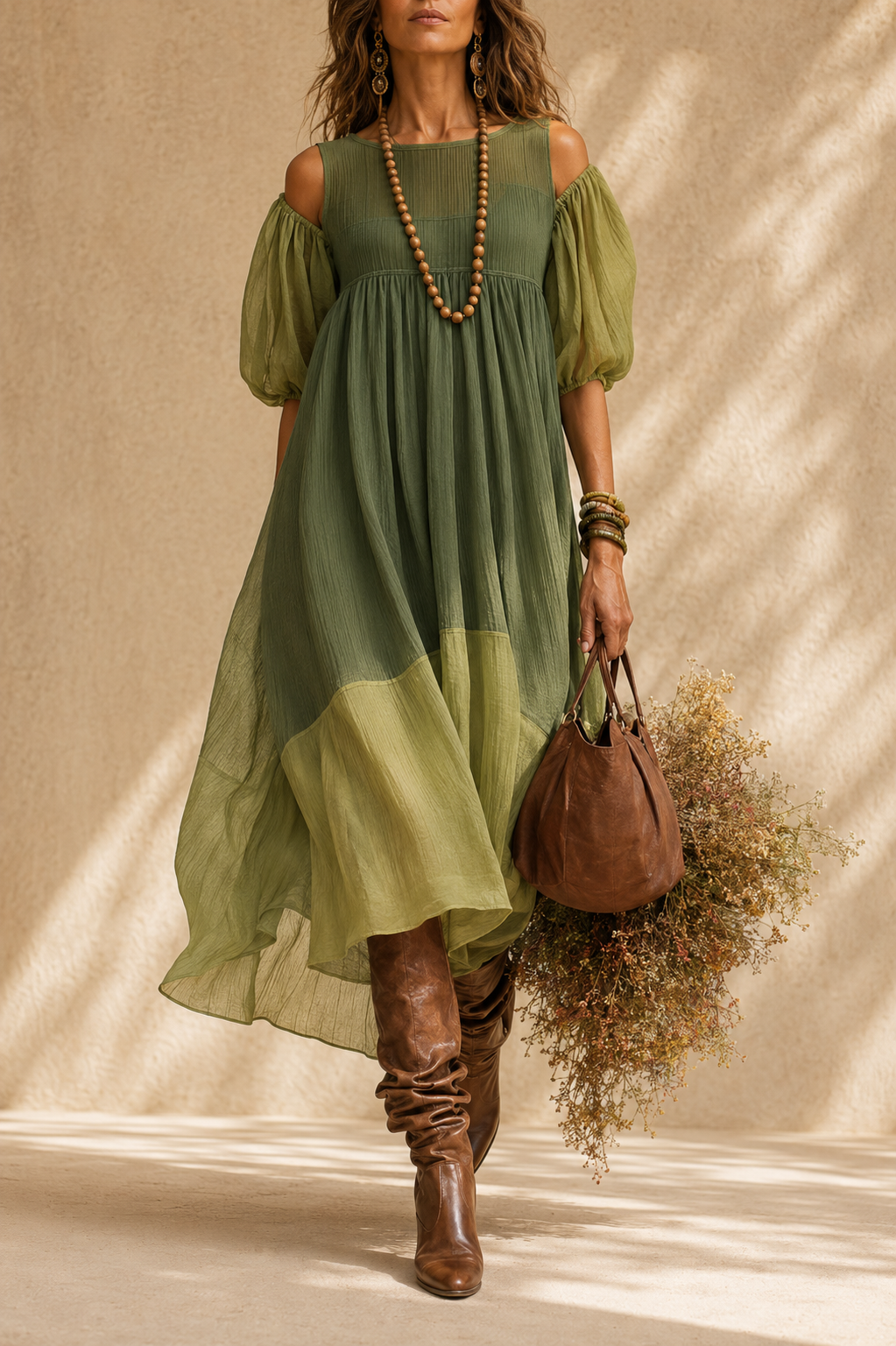 Vestido midi de gasa Avelia