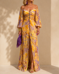 GRETA™ – VESTIDO LARGO CON ESTAMPADO FLORAL Y ESCOTE PROFUNDO