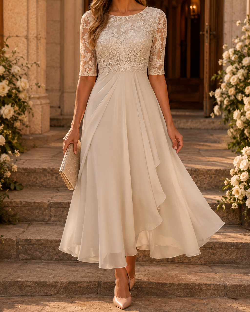 ROSE: EL VESTIDO MIDI DE ENCAJE QUE REALZA TU SILUETA