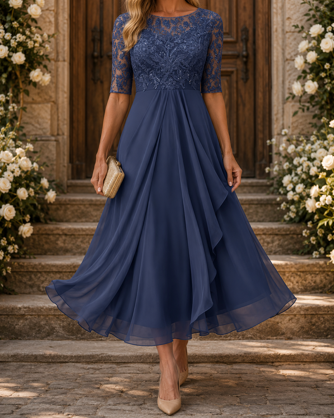 ROSE: EL VESTIDO MIDI DE ENCAJE QUE REALZA TU SILUETA