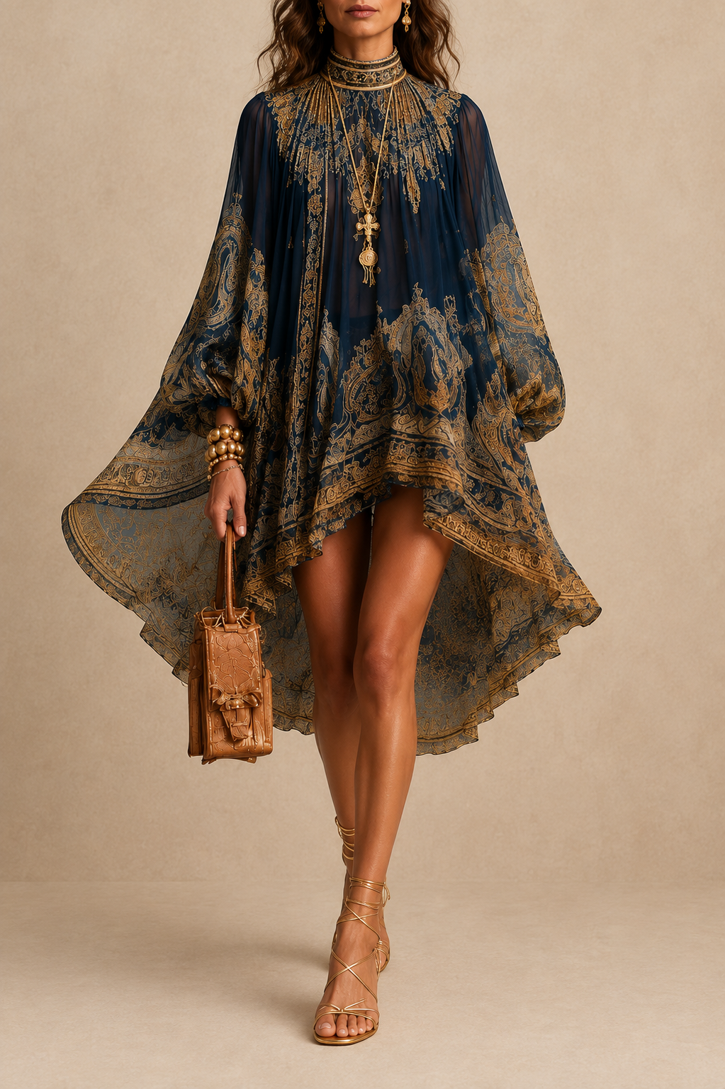 Vestido mini de gasa Avelia