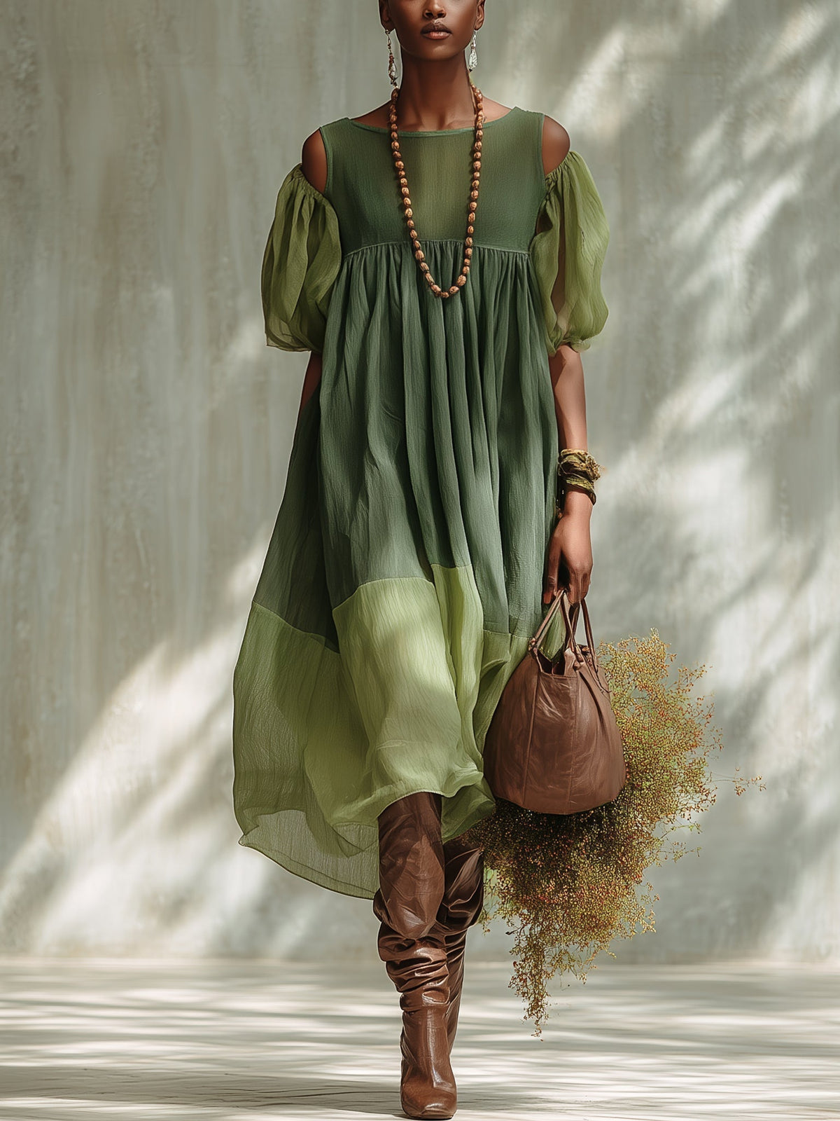 Vestido midi de gasa Avelia