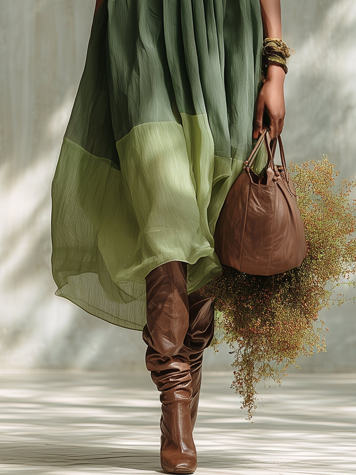 Vestido midi de gasa Avelia